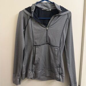 Athleta Navy and White Striped Hoodie